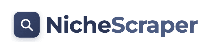 Niche Scraper logo: a navy magnifying-glass mark beside the NicheScraper wordmark