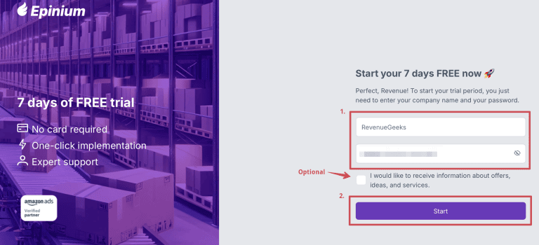 Finishing Epinium Sign up process