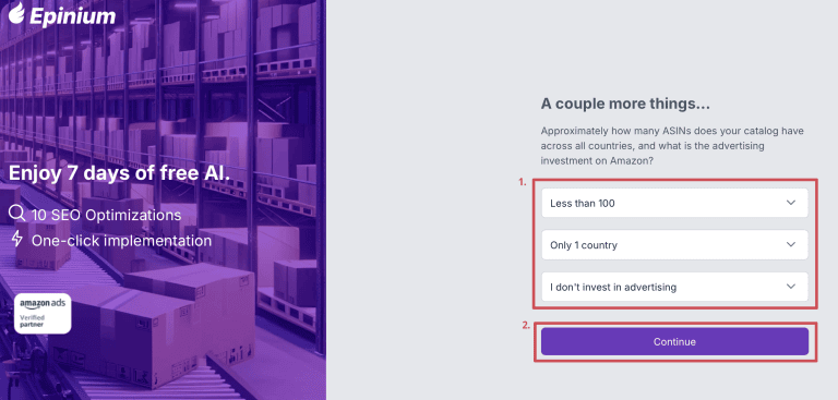 Signing up Epinium