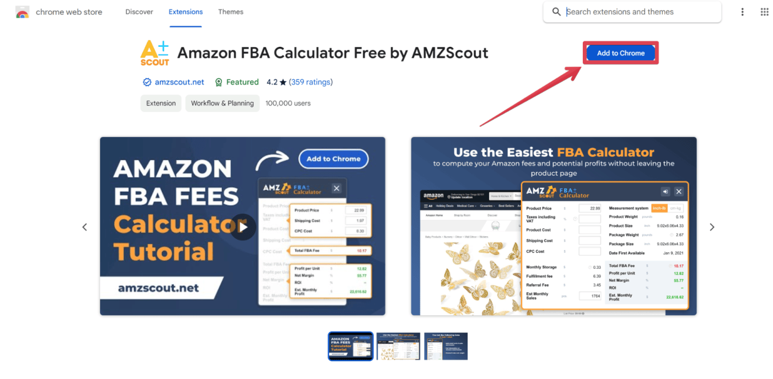 amazon scout fba calculator free extension