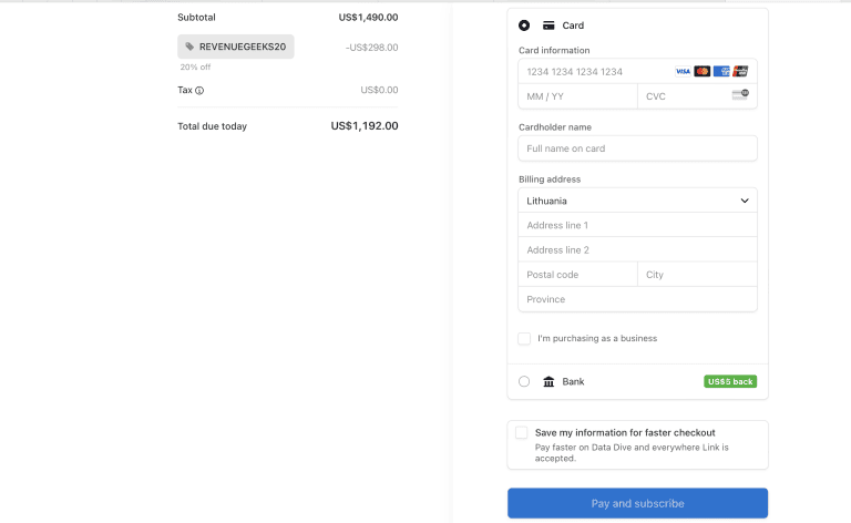 Data Dive Checkout