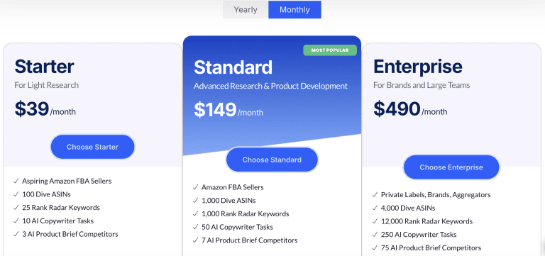 Data Dive pricing options