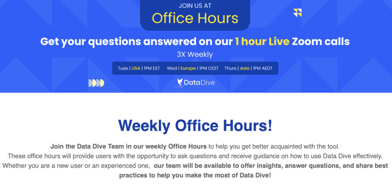Data Dive weekly Office Hours