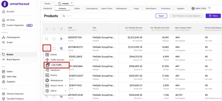 How to find SmartScout Link Traffic tool