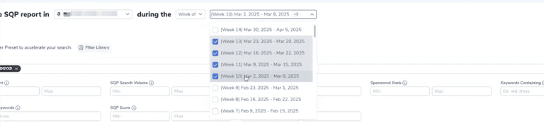 Choose a timeframe for Search Query Analyzer report